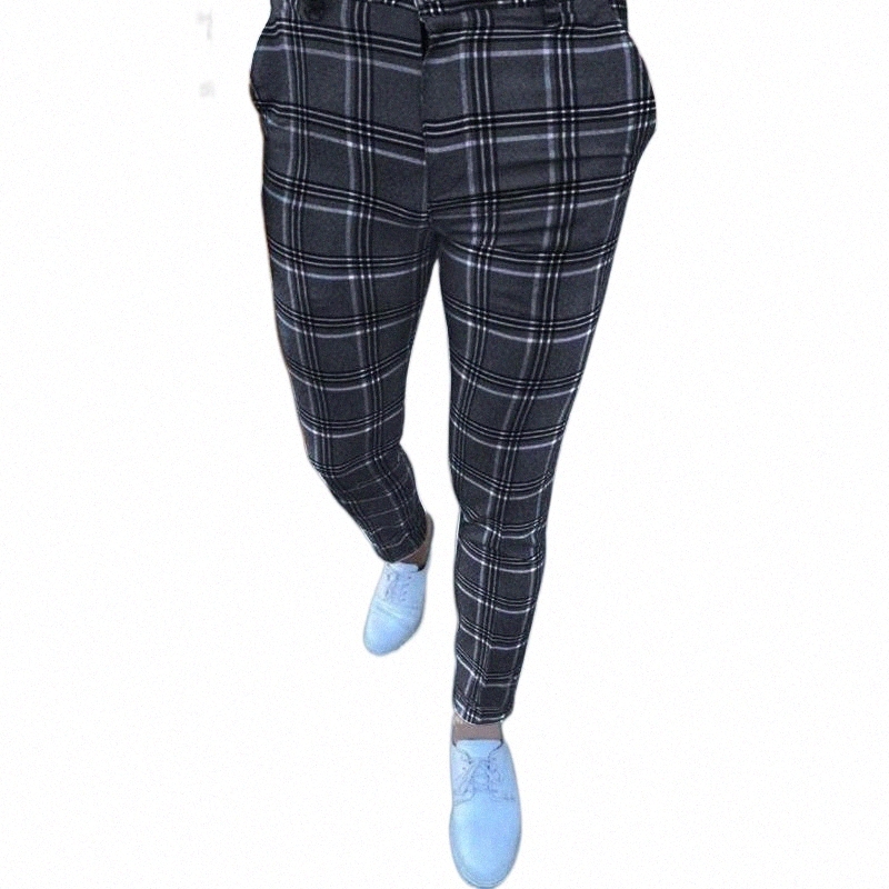 Men's Pants men's Pants Toddler Gift Men Casual Plaid Printed Mid Waist Fit Stretch Dress Pencil Long PantsMen's e740#-image-796779198