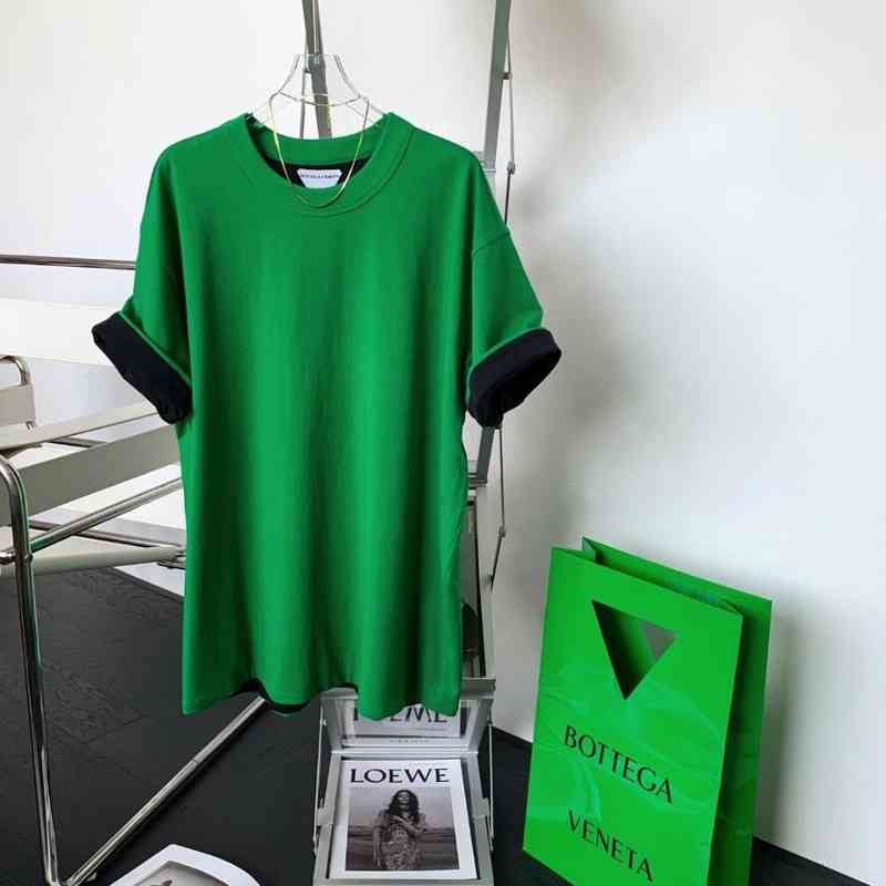 

Designer T shirt BV' classic brand Bottega Ven Bv Side Wear Short Sleeved T-shirt Contrast Color Round Neck Men' and Women' Same Style high level luxury, Green