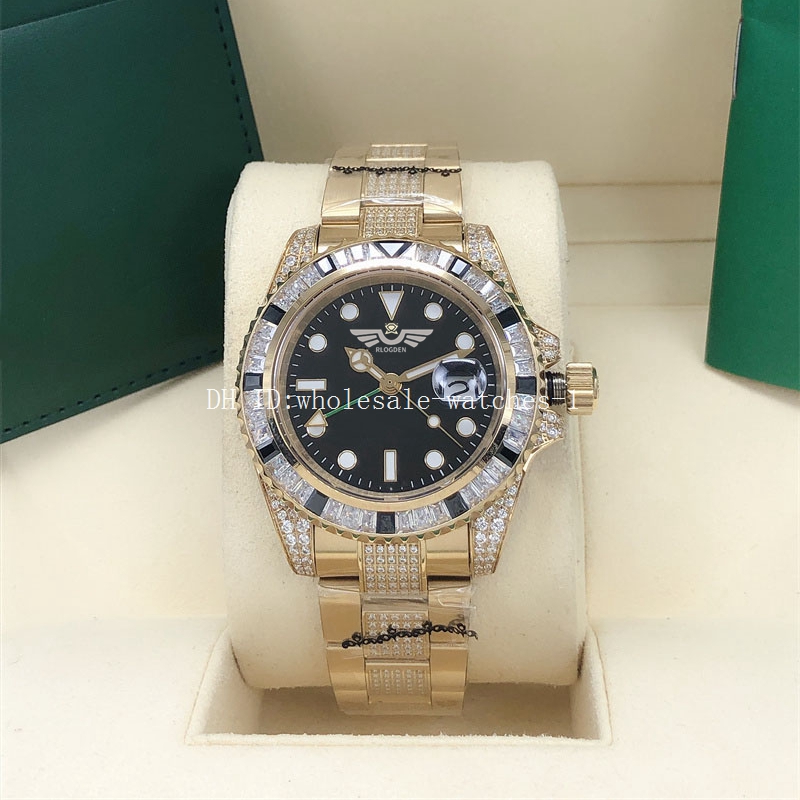

4 Style Two Tone Diamond Watches 40mm GMT 116758 SANR-74769Bril 116759 Oyster Black Dail Gold bracelet Automatic Movement Mechanical Mens Watch Men's Wristwatches, Add the freight;not watch