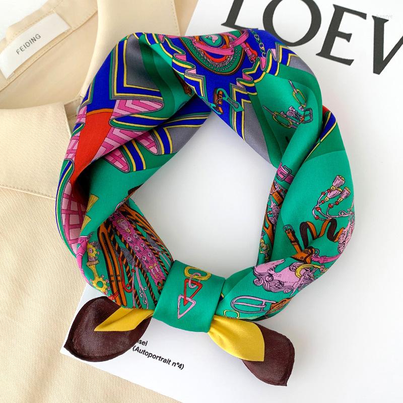 

Scarves Luxury Headband Hijab Vintage Print 100% Real Silk Square Scarf Women Neckerchief Female Bandana Designer Shawl 2022 Poncho
