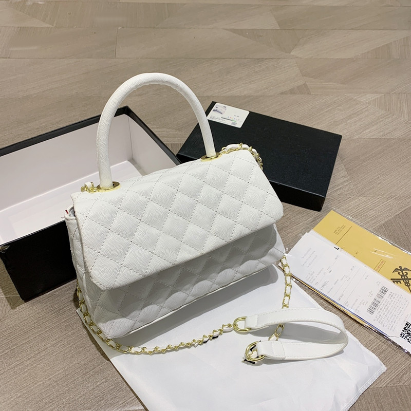 

designer bags tote bag Chains handbag Purse Totes Cross Body Shoulder Bags Casual PU leather Double Letters Solid Hasp Diamond Lattice, White