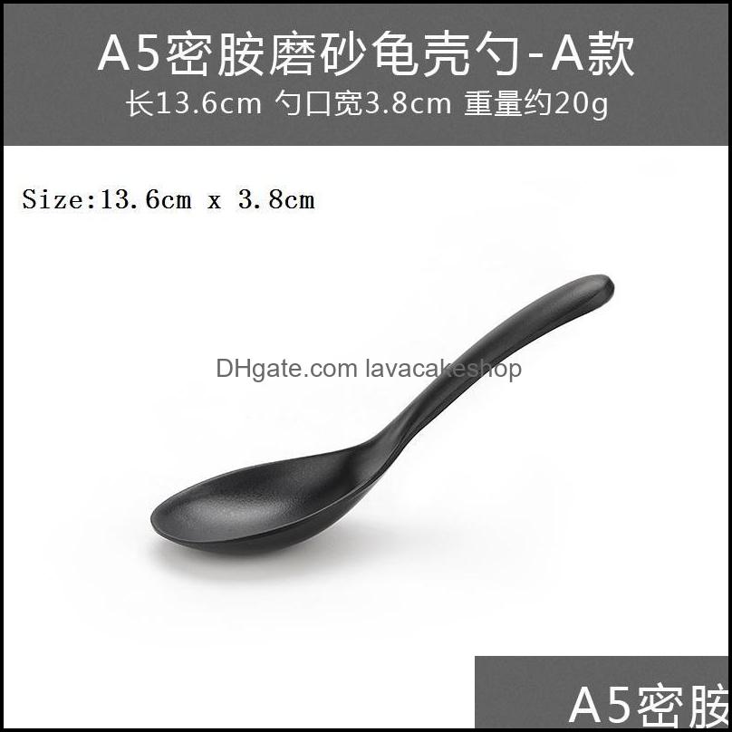 

Spoons Spoons 200Pcs/Lot Soup Spoon Black Matte Ladle Plastic Japanese Style Melamine Tableware Anti-Fall Tortoise Shell Lavacakeshop Dh0Xs