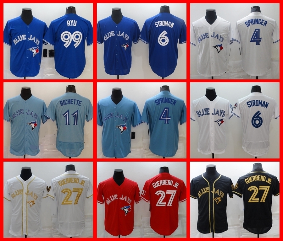 

Jersey Toronto''Blue''Jays''men Baseball Jersey 27 Vladimir Guerrero Jr. 11 Bo Bichette 99 Hyun-Jin Ryu 4 George Springer 6 Alek Manoah 0702, Nik logo