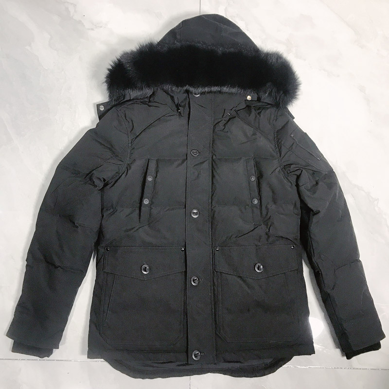 

moose Men's Down Parkas Palm Moose Jacket Winter Fur Trim Detachable Hooded Water Proof Windbreak Knuck 3q Coat 3 IH9W, Mk02-beige w/white fur