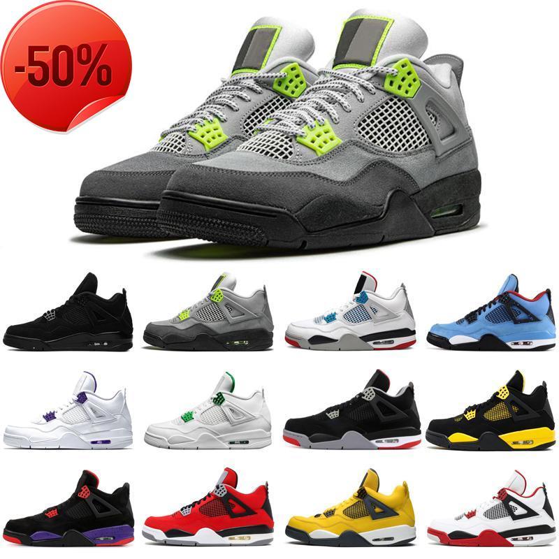 

Boots 2021 Hot Jumpman 4 4s Neon Black Cat Men Basketball Shoes Cactus Jack Bred Loyal Blue Fire Red Mens Trainers Sports Sneakers Size 7 -13, #17