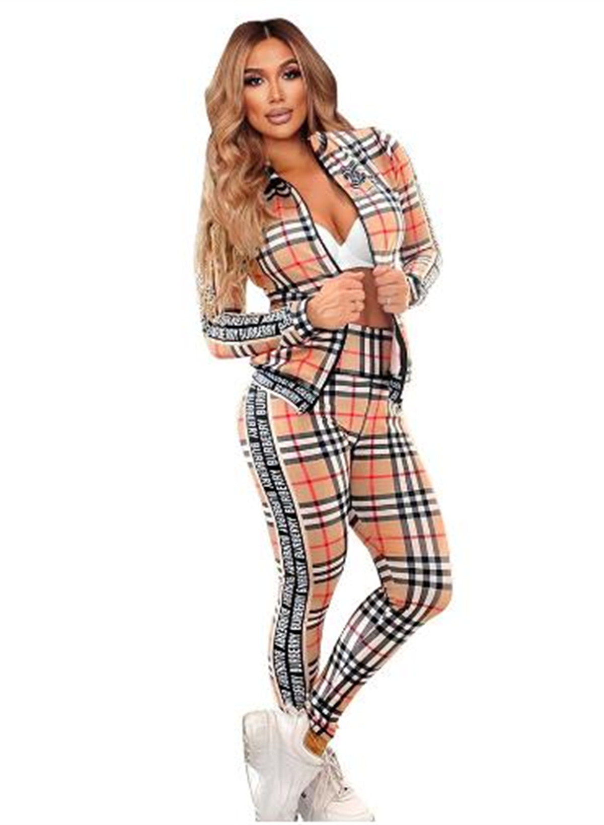 

Women Tracksuits Zipper Stand Collar Jacket Sweatpant Suits Luxury Designer High Quality Jogging Suit 2 Piece Set Sportwear Jackets pants jogger Suits size S, Brown