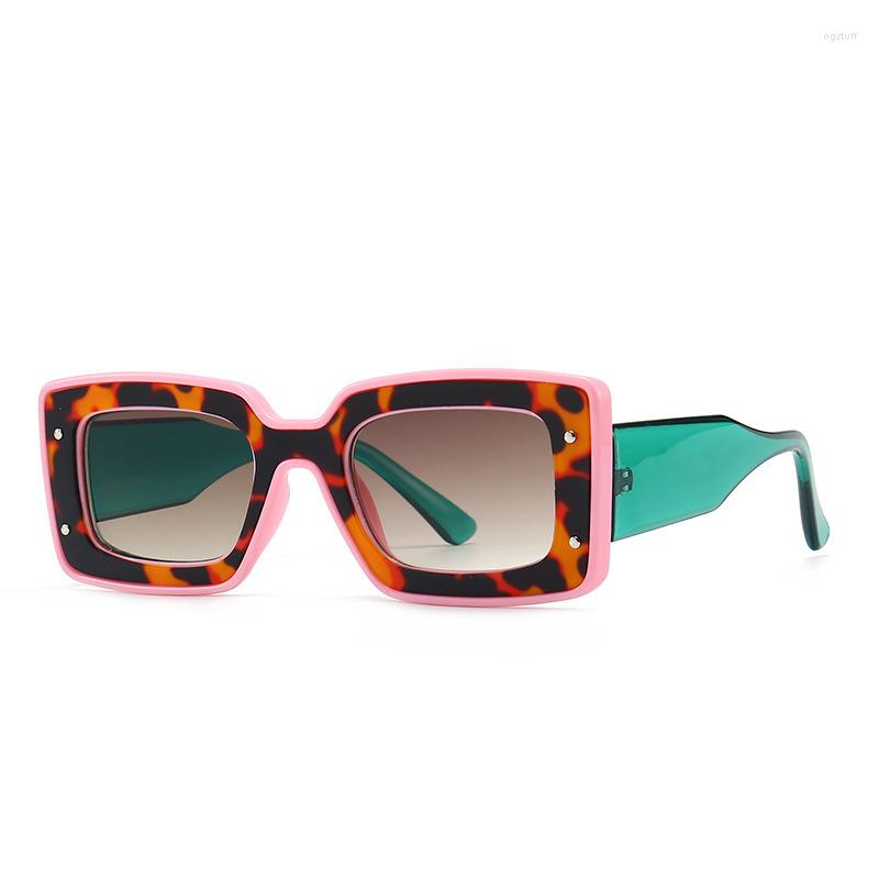 

Sunglasses Fashion Square Woman Brand Designer Leopard Gradient Rectangle Sun Glasses Female Mirror Vintage
