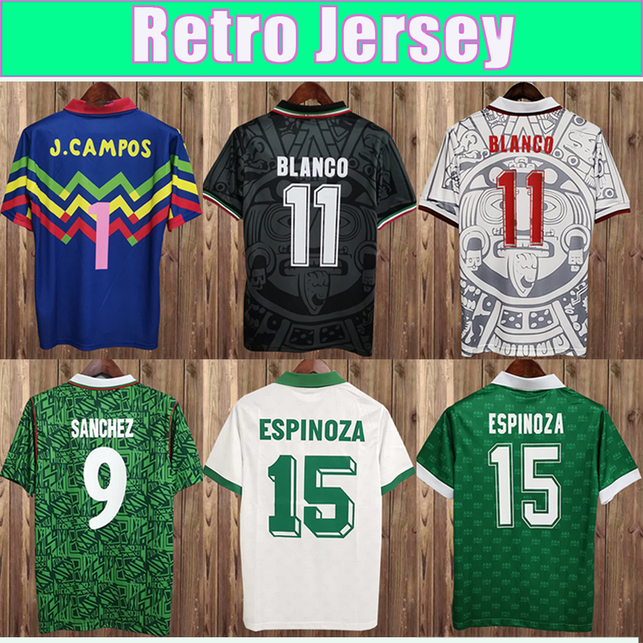 

1998 Mexico BLANCO HERNANDEZ Mens Retro Soccer Jerseys 1994 H. SANCHEZ National Team Home Blue Away White Football Shirts Short Sleeve, Fg2043 1986 home