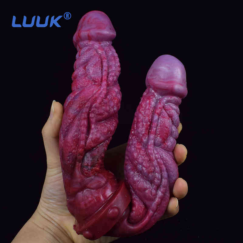 Massager Vibrator Cock Luuk New 13.77" Long Lesbian Dildo Tender Pink Double Glans Penis A-image-796679151