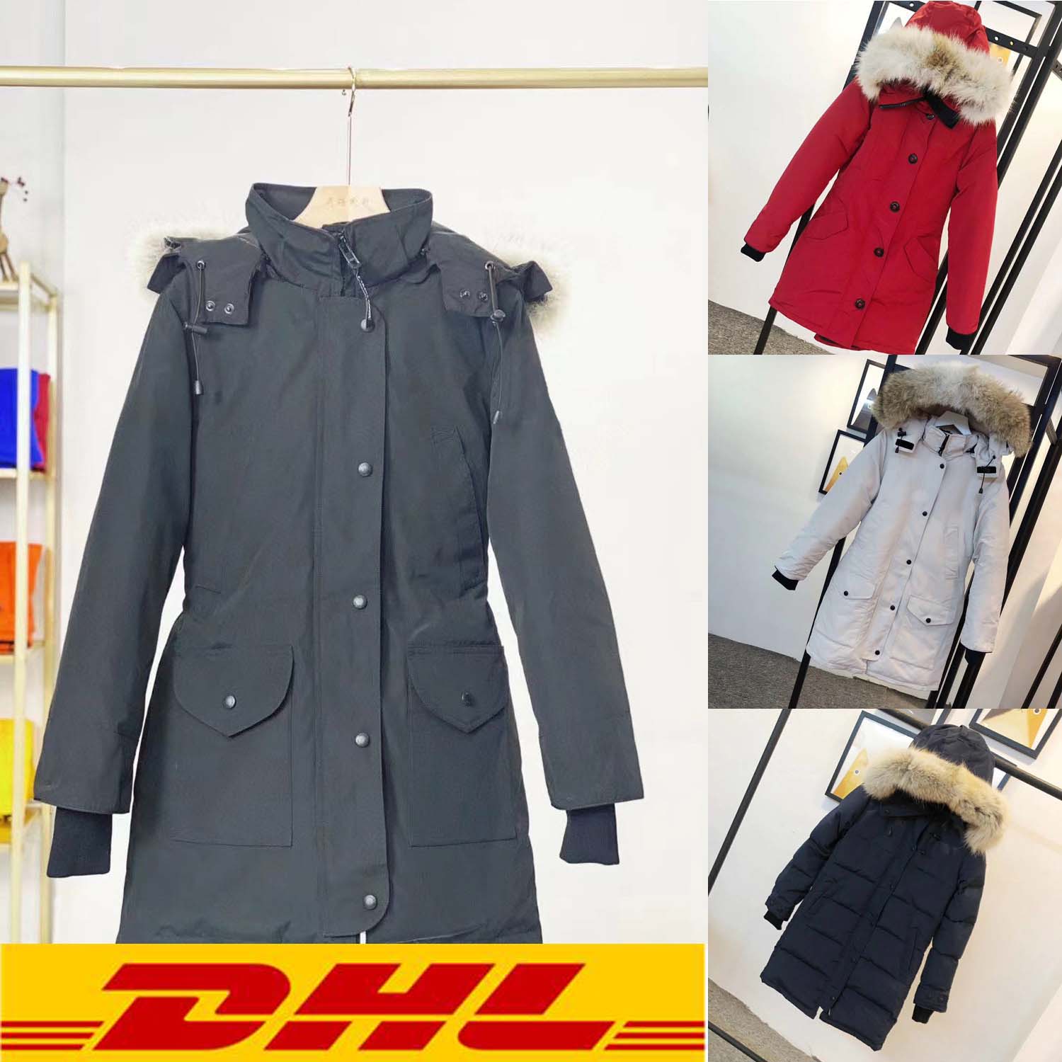 

high quality Women's down jacket leisure sports womens puffer jackets white duck windproof parker long leather collar cap warm real wolf fur stylish coat women Parkas, Customize