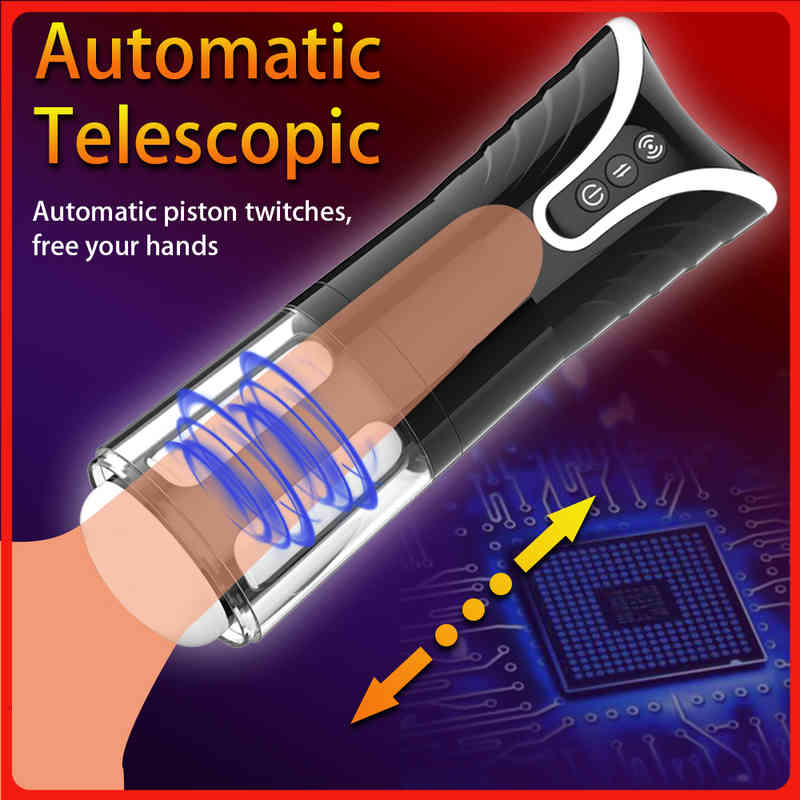 Massager Vibrator Penis Cock Automatic Male Masturbator Cup Telescopic Rotation Pussy Electric Real-image-797559269