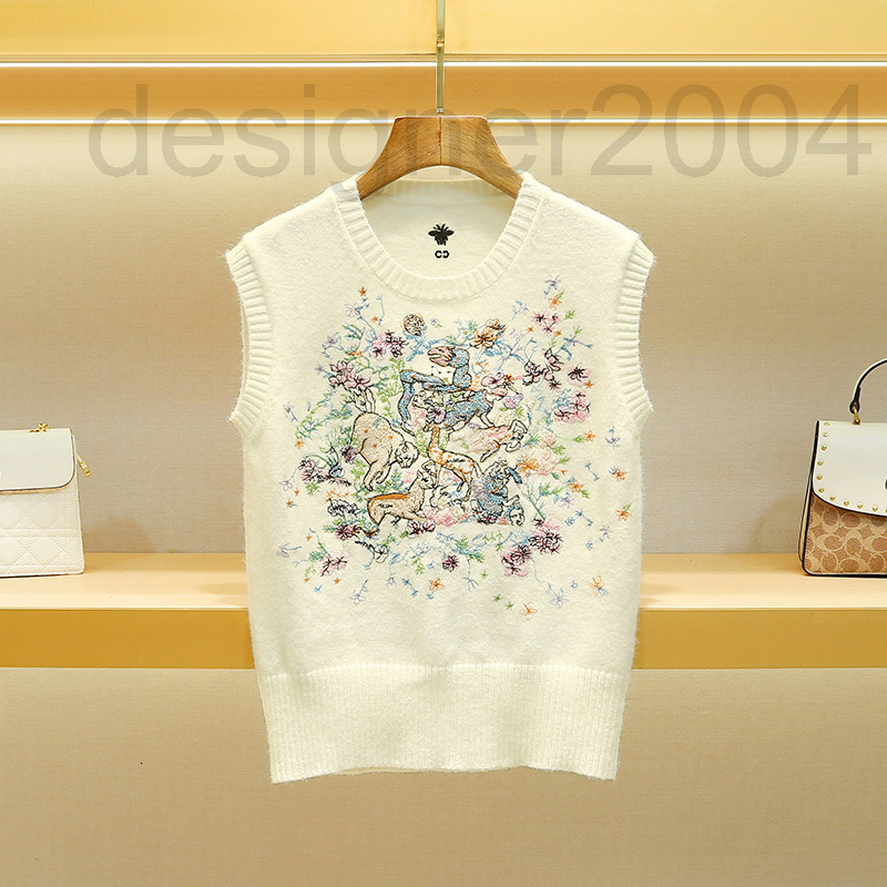 Women's Knits & Tees designer d home embroidery knitted vest 2022 autumn new women's wear round neck loose Pullover Sweater Vest female 45