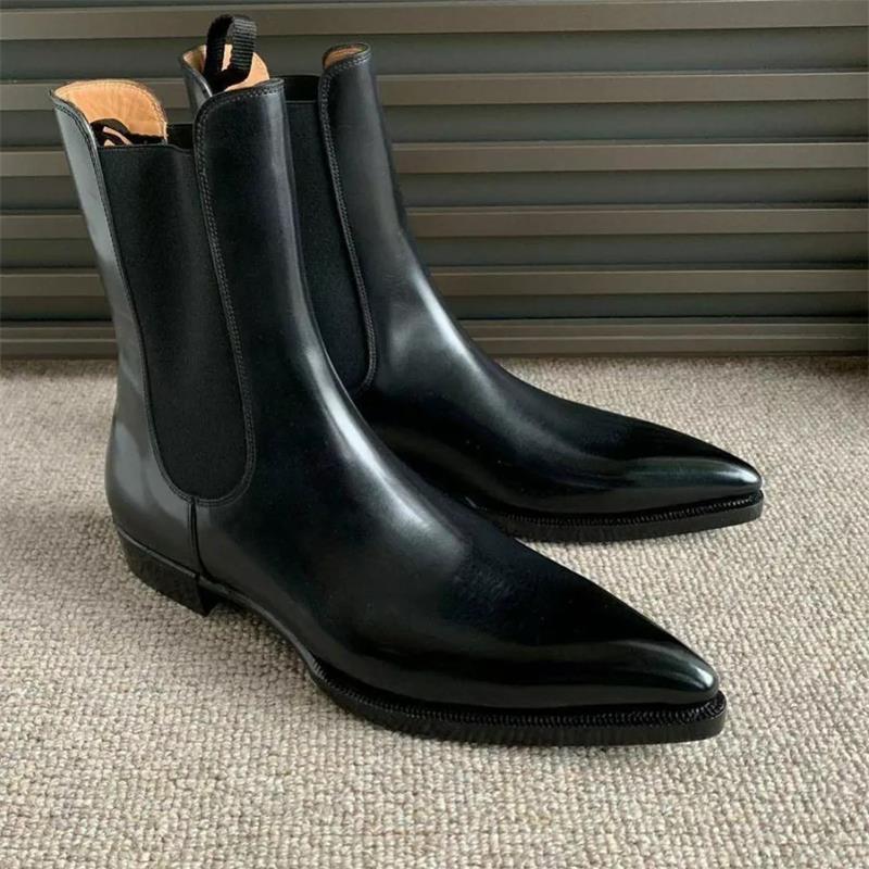British Chelsea Boots Men Shoes Solid Color PU Personality Mid-tube Sleeves Fashion Casual Street All-match AD039