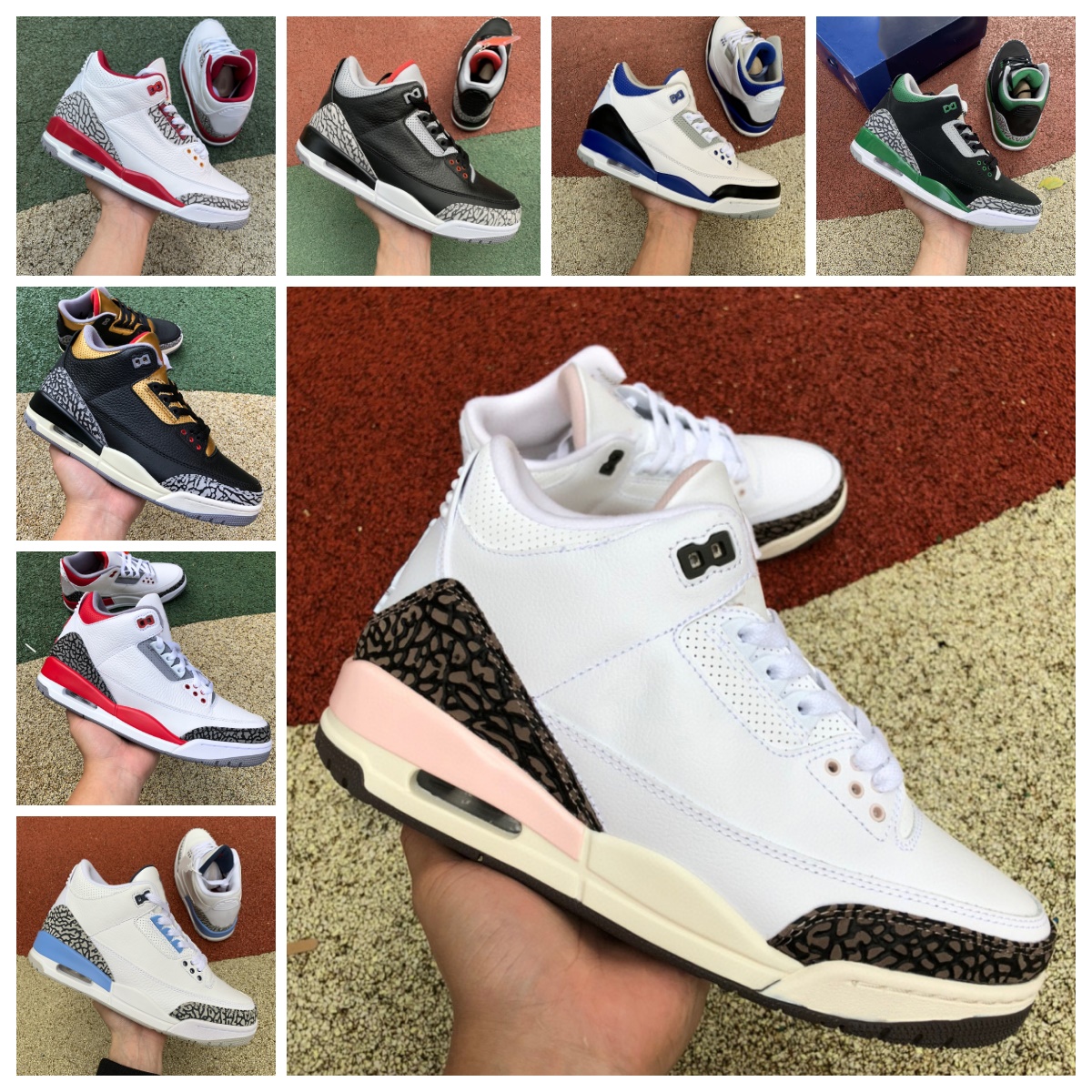 

Jumpman 3 3s III Fire Red Basketball Shoes Mens Racer Blue UNC Varsity Royal Cool Grey Cardinal Red Black White Cement Neapolitan Dark Mocha Pine Green sports Sneakers, Bubble package bag