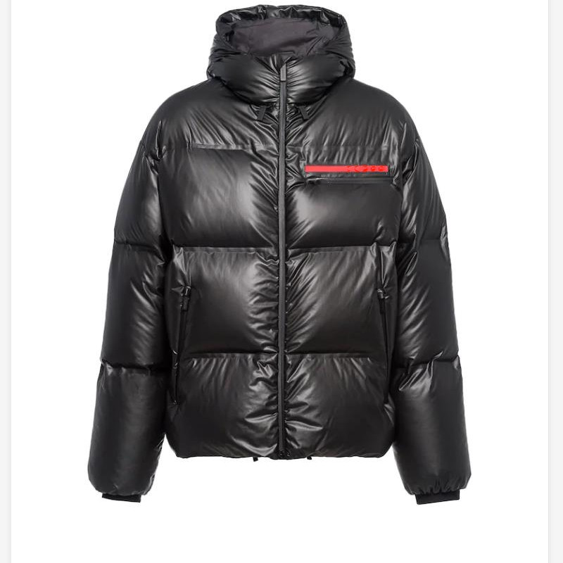 

Men Down Puffer Jacket Re-nylon Hooded Designer Warm Parkas Winter Coat Rib sleeve