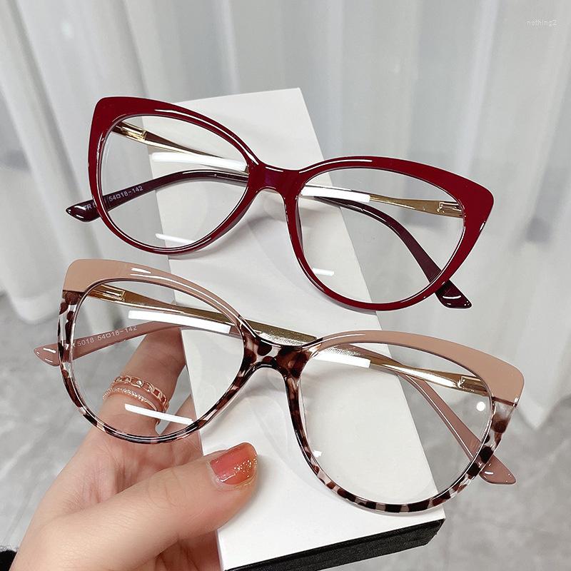 

Sunglasses Frames Clear Cat Eye Glasses Women Fashion Retro Brand Optical Eyeglasses Female Vintage Anti Blue Light Metal Legs Spectacle