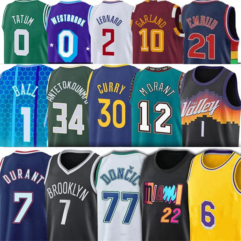 

Stephen 30 Curry Durant 7 Kevin Basketball Jerseys Giannis James Harden Luka Embiid Garland Jimmy Butler Ja Booker Jerseys Morant LaMelo Ball City Jersey edition, Colour 16