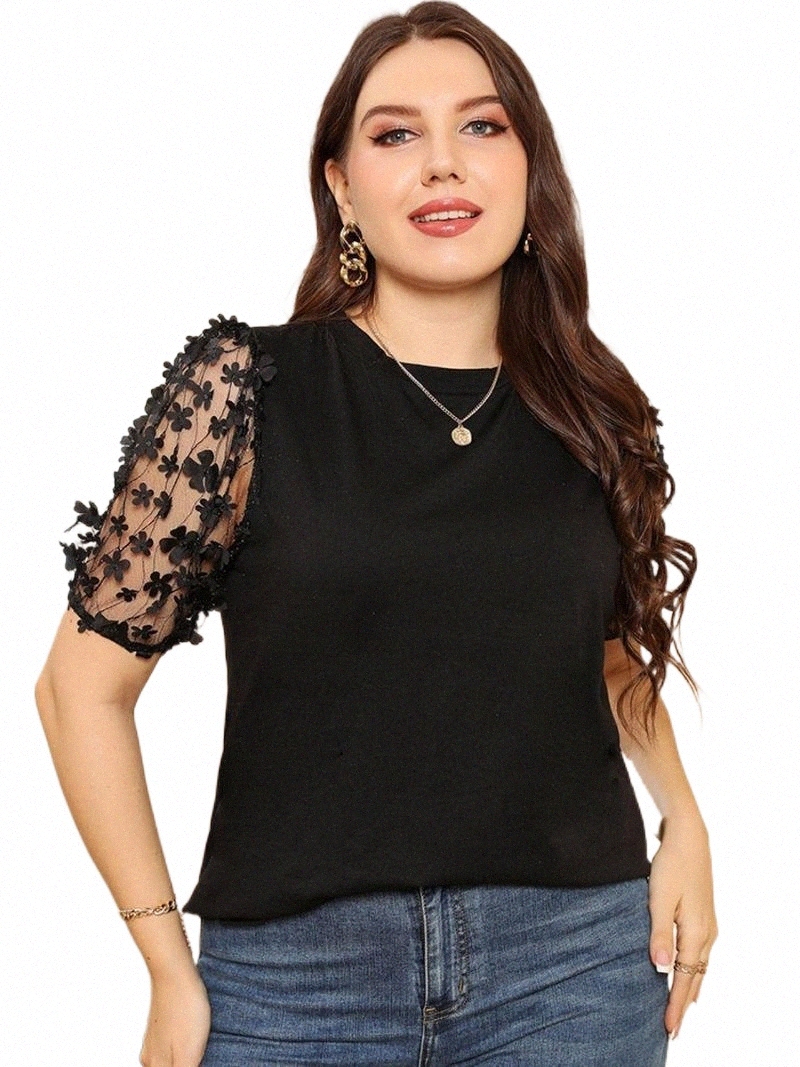 

Women's Blouses & Shirts women's Blouses & Shirts 2022 Fashion Women Summer Mesh See Through Short Sleeve Black Casual Blouse Plus Size Ladies Tops j3zj#