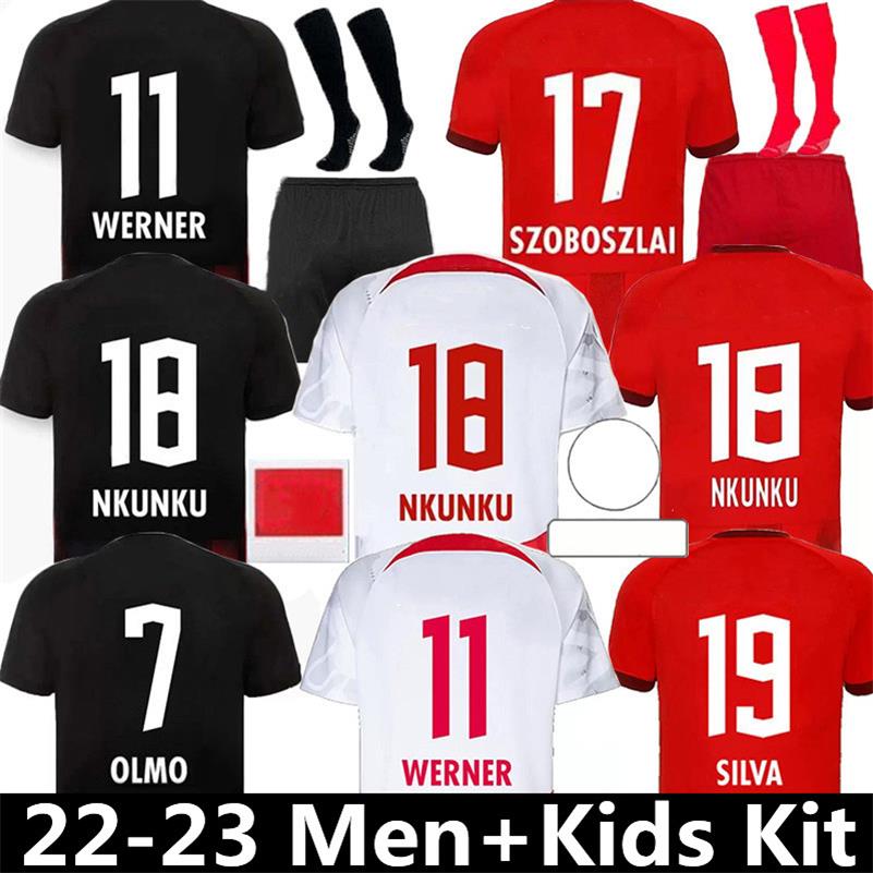 

21 22 23 RBL Leipzigs NKUNKU Soccer Jerseys WERNER SZOBOSZLAI FORSBERG POULSEN OLMO SORLOTH SILVA Laimer Leipziges jersey 2022 2023 Home Away Third Men Kids Kit, 22-23 third kids