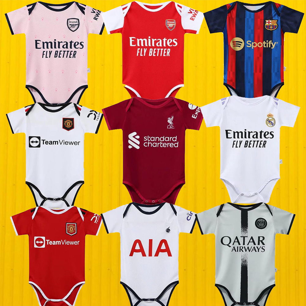 

22 23 season baby soccer jersey infant Jumpsuit 9 months 12 months kids child kit manchester utd barcelona milan inter Maillot de foot Camiseta 145230 jersey