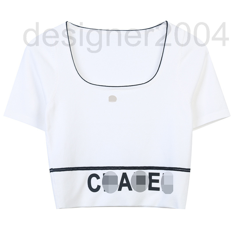 Women's Sweaters designer Summer new style square neck sweater 2022 black and white letter jacquard French temperament slim fit Pullover Jac-image-797705945