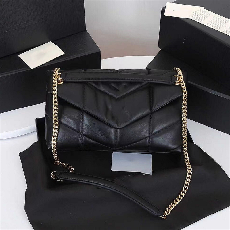 

Top Quality Designer Bag puffer Shoulder Bags Quilted Lambskin leather Classic women sling handbags wallet Chains purses lady Evening Bag With Box, Colour 12