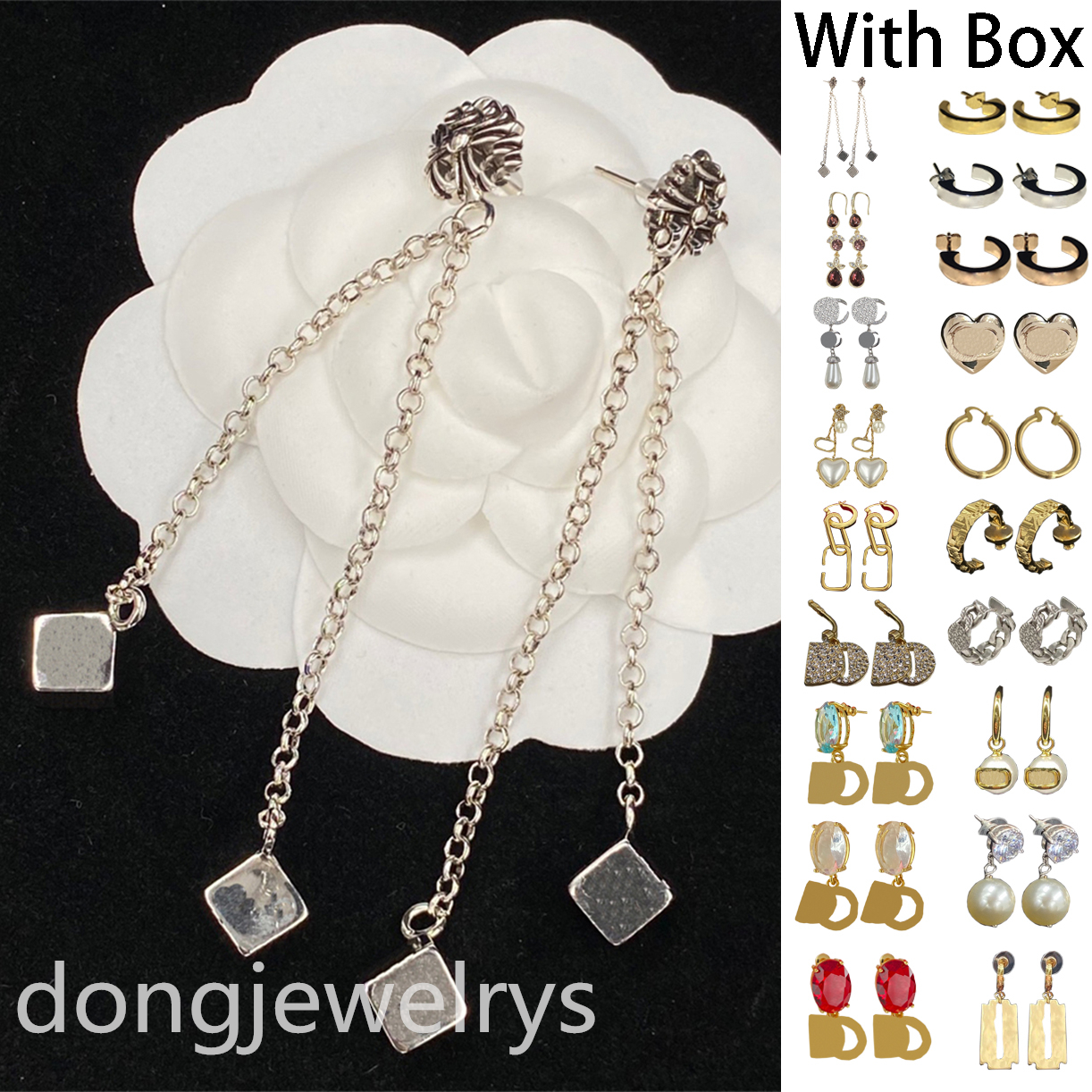

Women Dangle Double Letters Earrings Fresh And Temperament Unique Elegant Style Long Chain Pendientes Sweet Pearl Earrings Dongjewelrys