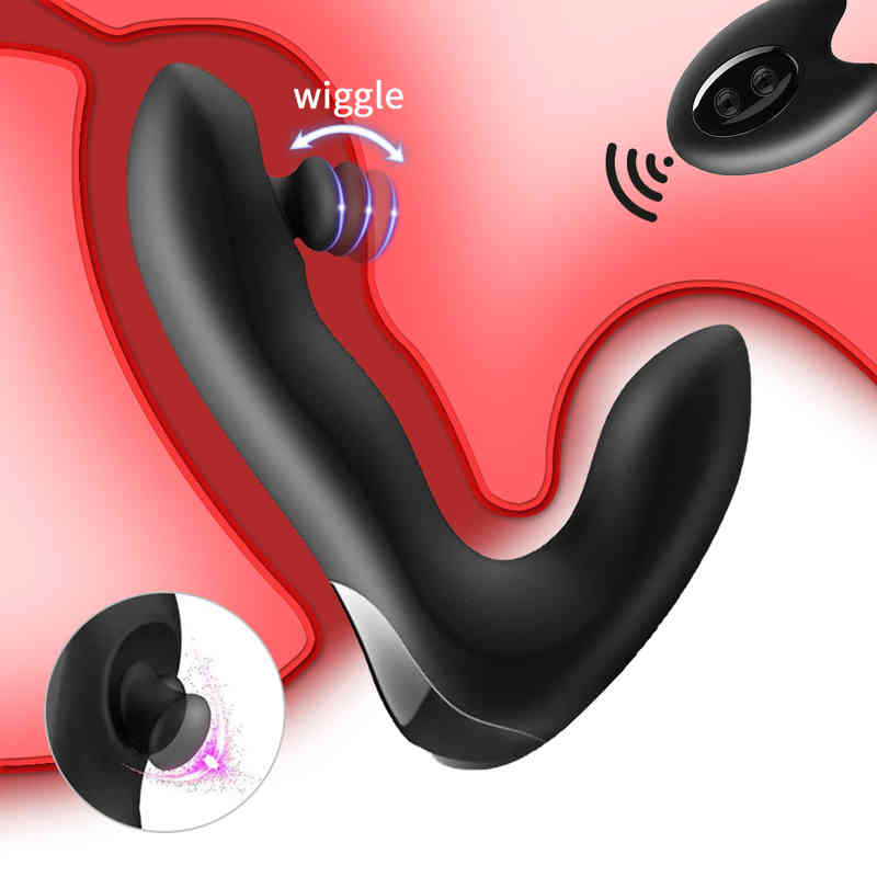 Penis Cock 10-frequency Waggle Dildo Vibrator Prostate Massager Remote Control Soft Anal B-image-796721430