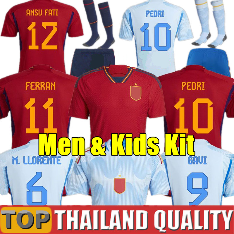

22 23 Spain soccer jerseys 2022 2023 PEDRI Espana LLORENTE ANSU FATI FERRAN KOKE GAVI AZPILICUETA RAMOS fans Player version football shirt men kids kit uniform, 2022 away - men