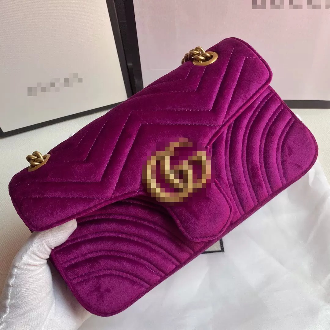 

Top Quality Fashion velvet Designer bags Handbags Marmont Shoulder Bag Women Luxury Chain Crossbody totes Wallet Purses, With logo(no box)