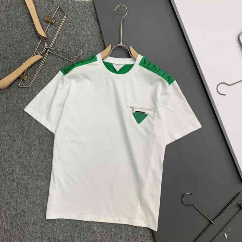 

Designer t Shirt Botteg Ven Shirt of Fashion Brand Men' and Women' Green Stitched Zipper Pure Cotton Round Neck Short Sleeve Bv Triangle, White