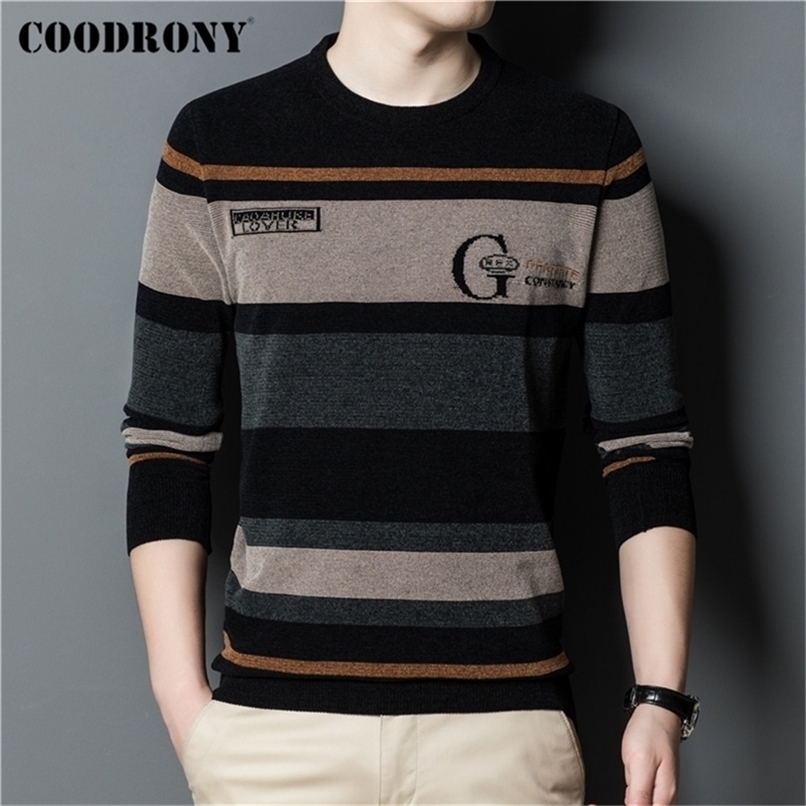Pulls pour hommes COODRONY Automne Hiver Pull Hommes Vêtements Arrivée Streetwear Mode Doux Chaud Tricoté Chenille Laine Jersey Pull C1371 220830