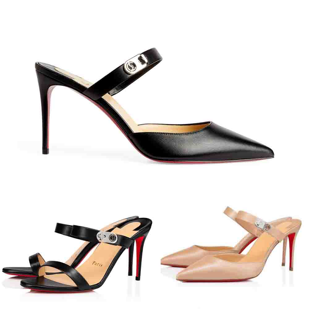 

Women sandals slingback slipper heels Bride high heel Lock Me 85mm Reds Sole sandal Stiletto Sandals party wedding shoes Black white pointed, 10