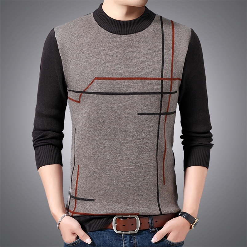 Men's Sweaters autumn winter warmth pullover bottoming shirt sweater men's business casual round neck slim striped long sleeved 220830