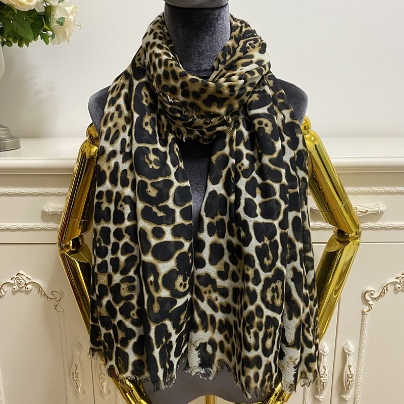 

Women's long scarves pashmina good quality 100% cotton material thin and soft print Leopard grain big size 180cm -130cm