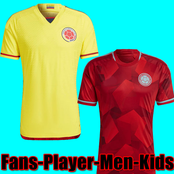 

2022 Colombia Away Soccer Jerseys Fans Player FALCAO JAMES home football shirt CUADRADO National Team men kids kit Camiseta de futbol maillot S-2XL uniform, Home player