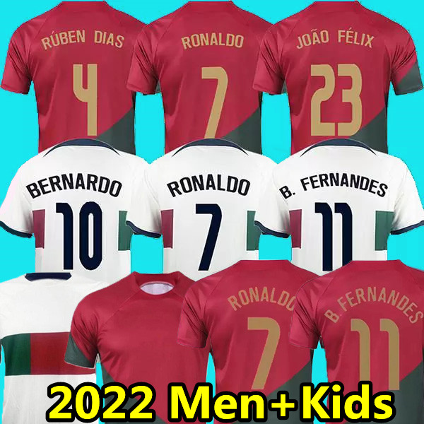 

2022 2023 soccer jerseys Portuguese RONALDO Bruno FERNANDES Portugieser DIOGO J. BERNARDO Joao Felix Moutinho OTAVIO NEVES LEAO 22 23 Football shirt Men Kids Kit, 2022 away kids