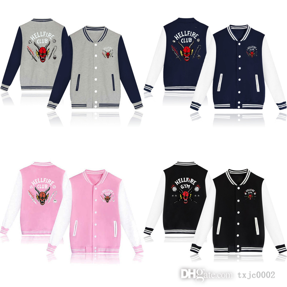 

4XL Men Women Unisex Jackets Hellfire Club Baseball Uniform Coat Autumn Outfits Streetwear, Grey pattern 5