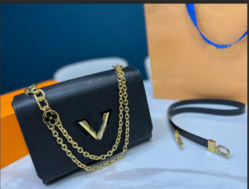 

Twist Denim MM Bucket Mini Double Chain Bags Letter Bag Women Designers Bag Luxurys Clutch Lady Shoulder Handbags Metallic Seductively Feminine Leather Strapping, Other