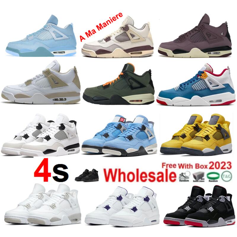 

A Ma Maniere Violet Ore 4s Basketball Shoes Doernbecher Sand Linen Undefeated 4 Seafoam infrared Oreo Military Black Fire Red With Box TORO BRAVO Men Shoe White Cemnet, Color-22