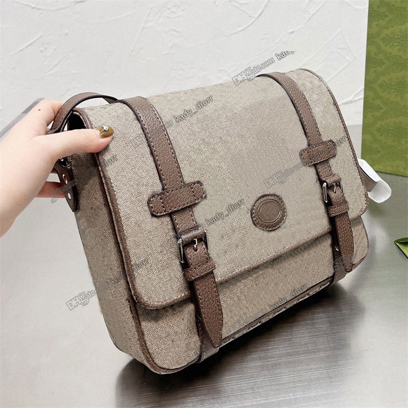 

Cross Body Messenger bag for men Shoulder bag with Interlocking G Beige ebony canvas Brown leather trim Adjustable strap ophidia crossbody black handbag Desig J05x#