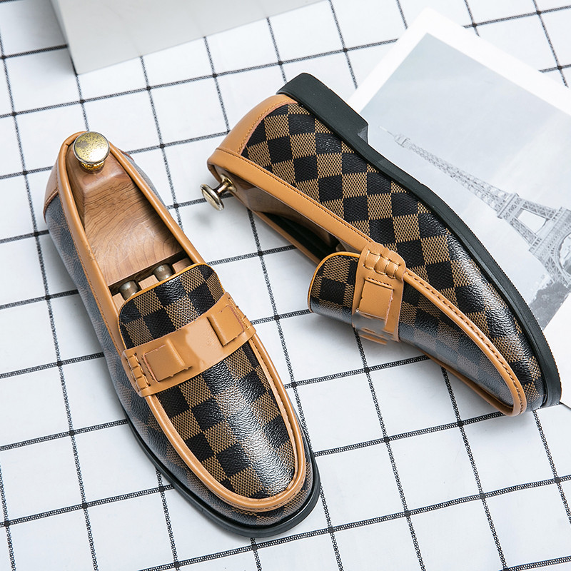 

Loafers Men Shoes Classic Round Toe PU Denim Print Fashion Business Casual Wedding Party Everyday Versatile AD050, Clear