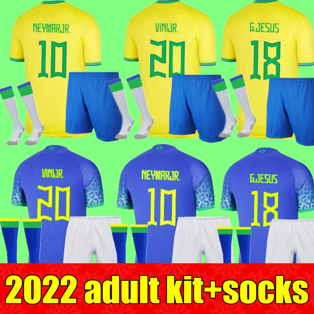 

New 2022 soccer jersey Camiseta de futbol PAQUETA BRAZILS NERES COUTINHO football shirt G.JESUS MARCELO CASEMIRO brasil 22 23 maillots football Men kit SETS, Away+socks
