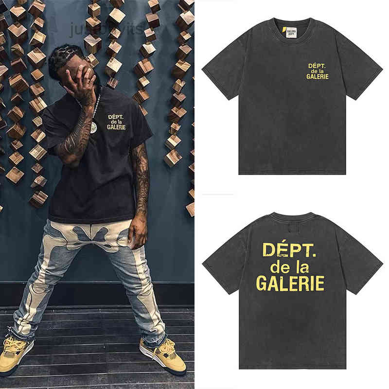 

Star Designer Galleryes Men t Shirts Depts Loose Shirt Oversize Men and Women Shirts Hip Hop Fashion t Shirt Retro Cotton Painted Shirt Zzml, Wash water black