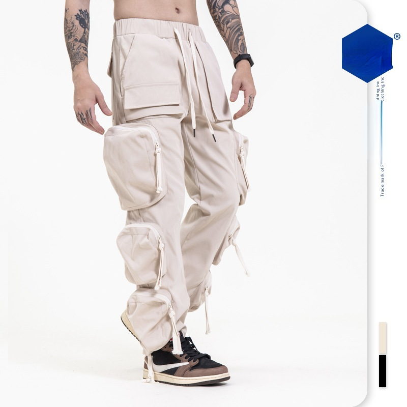 Hipster Multi-pocket Cargo Pants High Street Function Panelled Casual Men-image-796587497