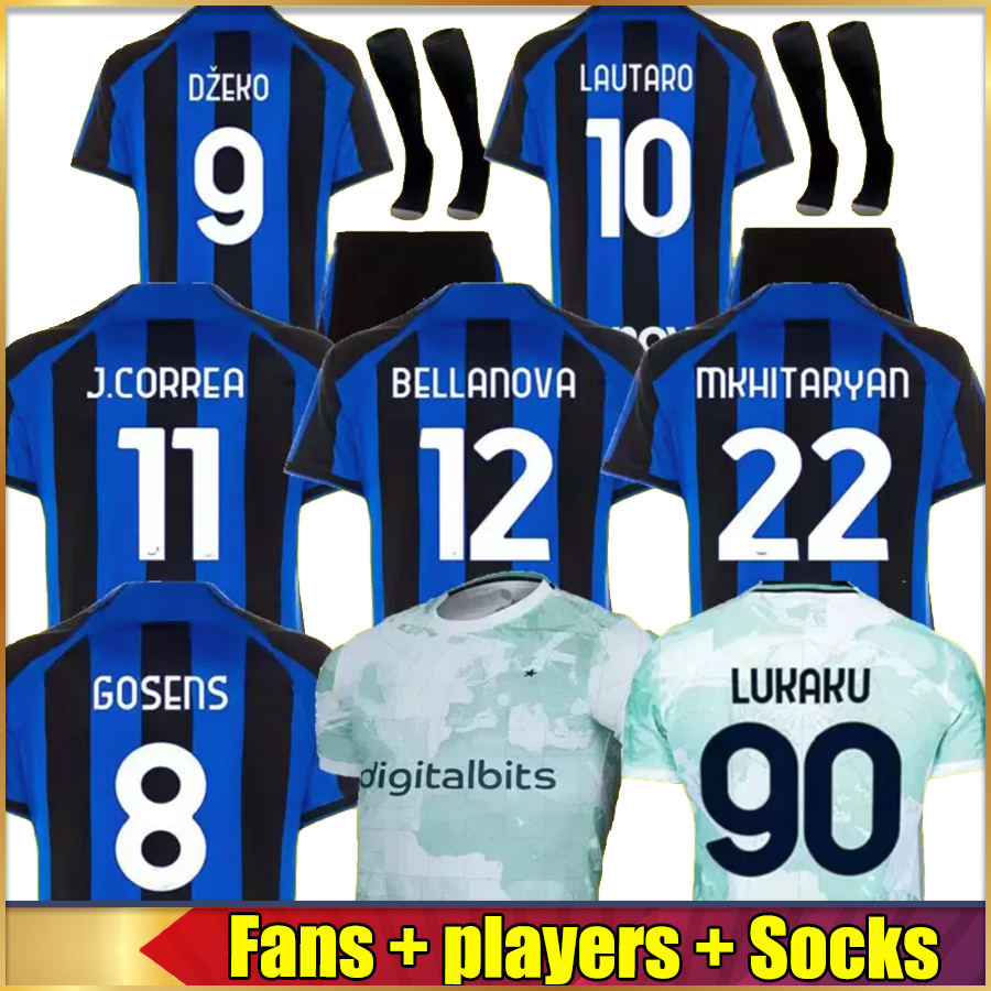 

LUKAKU Player Version 22 23 soccer jerseys full set BARELLA VIDAL LAUTARO ERIKSEN ALEXIS DZEKO CORREA UNIFORMS football shirts 2022 2023 men kids kit Camiseta Futbol, 22-23 away