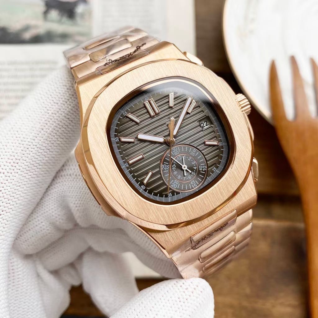 

Men's Automatic Mechanical Rose Gold Watch Movement Stainless steel Bracelet Double Design Date Display Sports PP Wristwatch Mens Luxury 5980 Watches, Carton