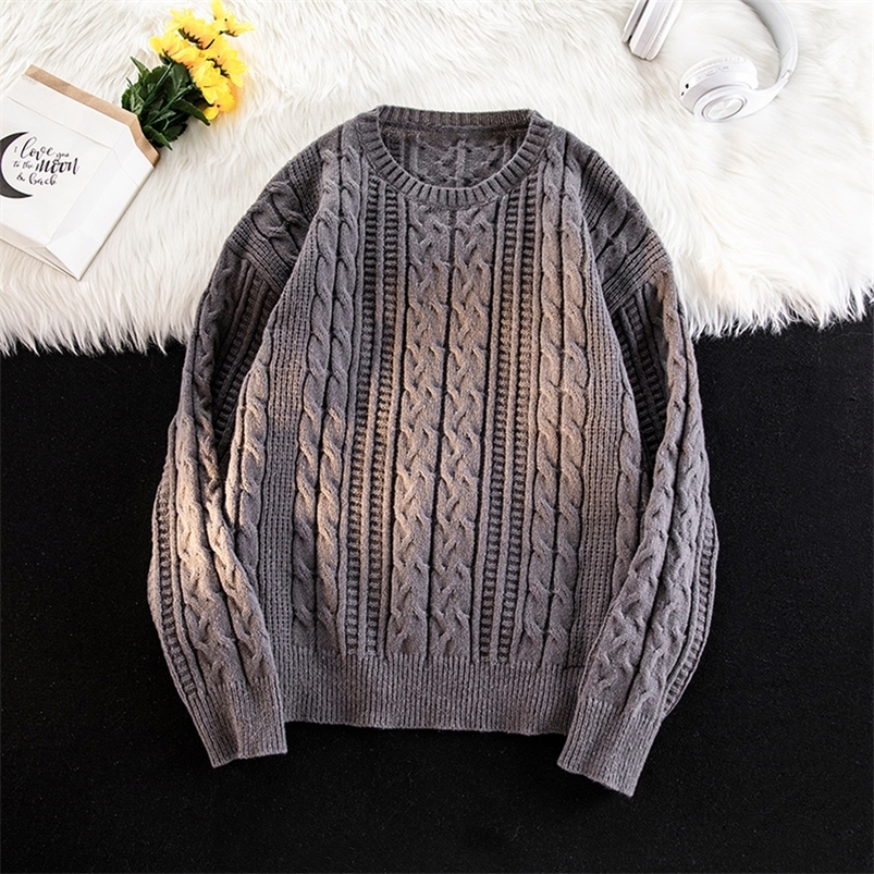 Pulls pour hommes Crewneck Automne Hiver Slim Fit Laine grossière Chaud Tops O cou Pull Mode Vêtements Marque Tendances 220830