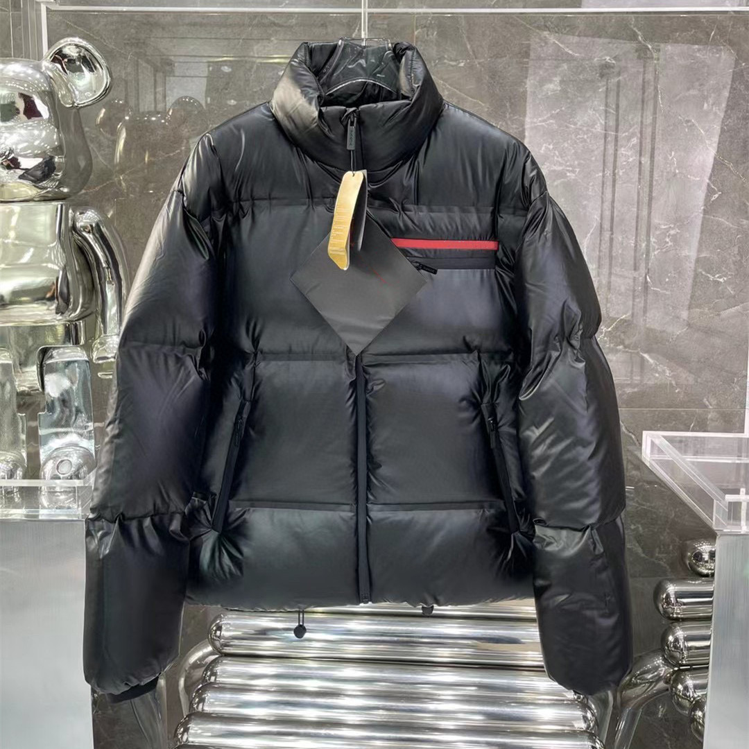 

Men Re-Nylon Down Jacket Zipper Pocket Winter Coat Designer Quilted Hooded Parkas LR