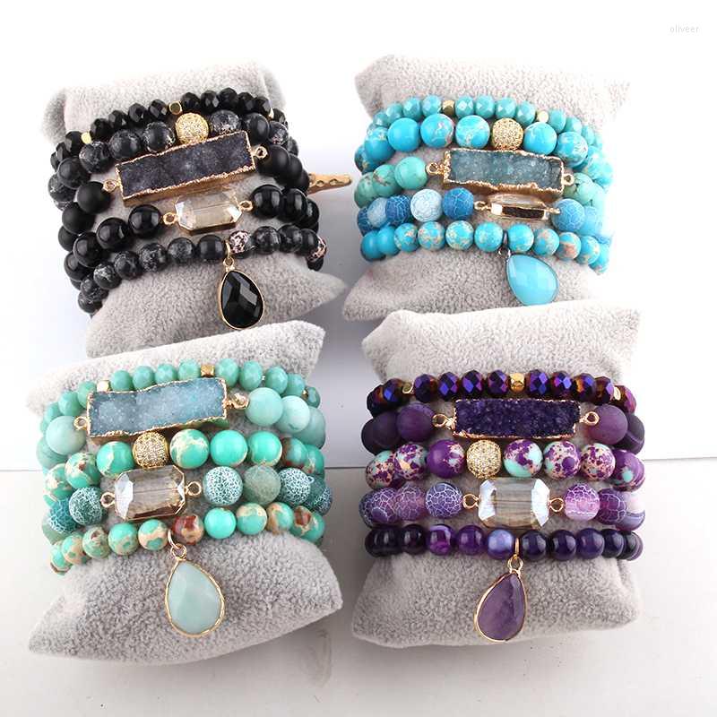 

Strand RH Designer Empire Stones Beaded Bracelet Natural Stone Dorp Charms 5pc Bracelets Sets For Women Jewelry DropShip